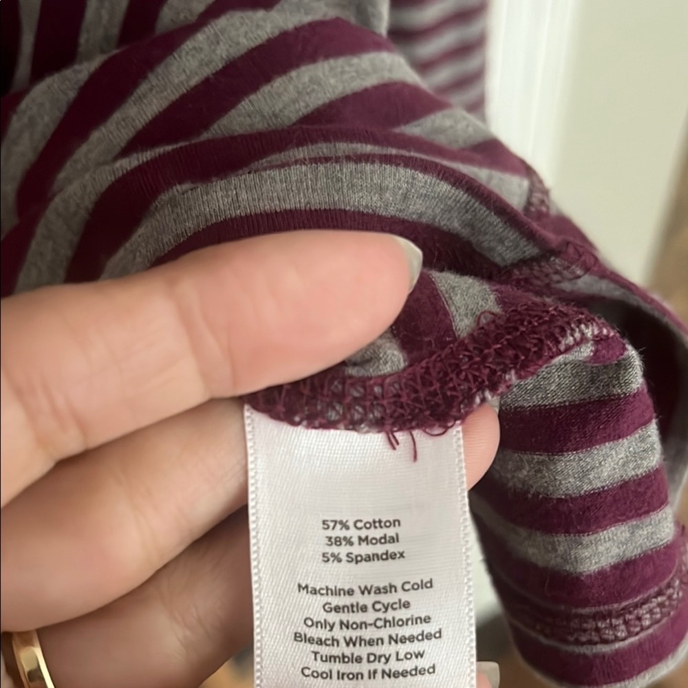 Talbots purple & gray striped crew neck long sleeve cotton blend Tee sz 1X - Picture 5 of 6